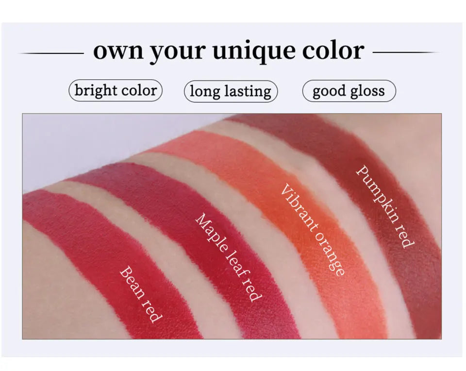 Set de 4 Labiales Mate Larga Duración – Resistente al Agua