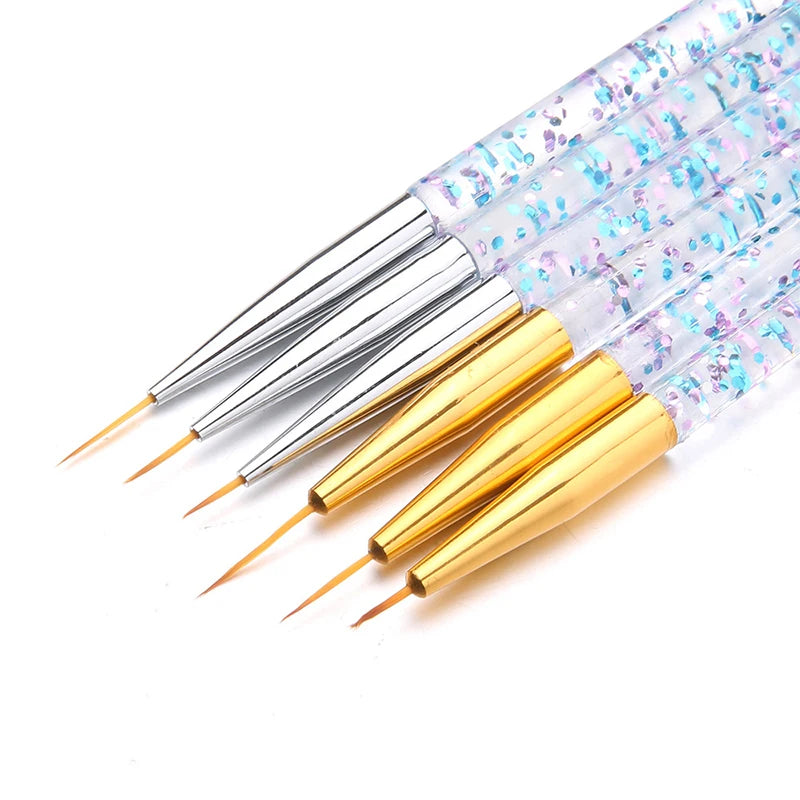 Set de 3 Pinceles Acrílicos para Diseño de Uñas – Nail Art Profesional