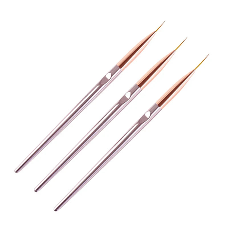 Set de 3 Pinceles Acrílicos para Diseño de Uñas – Nail Art Profesional
