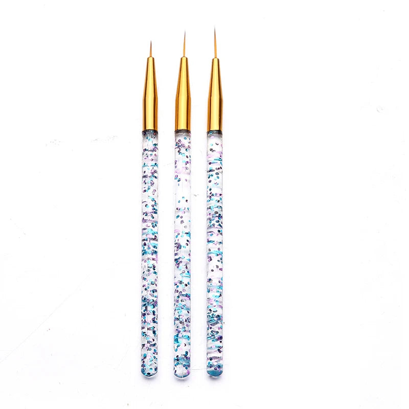 Set de 3 Pinceles Acrílicos para Diseño de Uñas – Nail Art Profesional