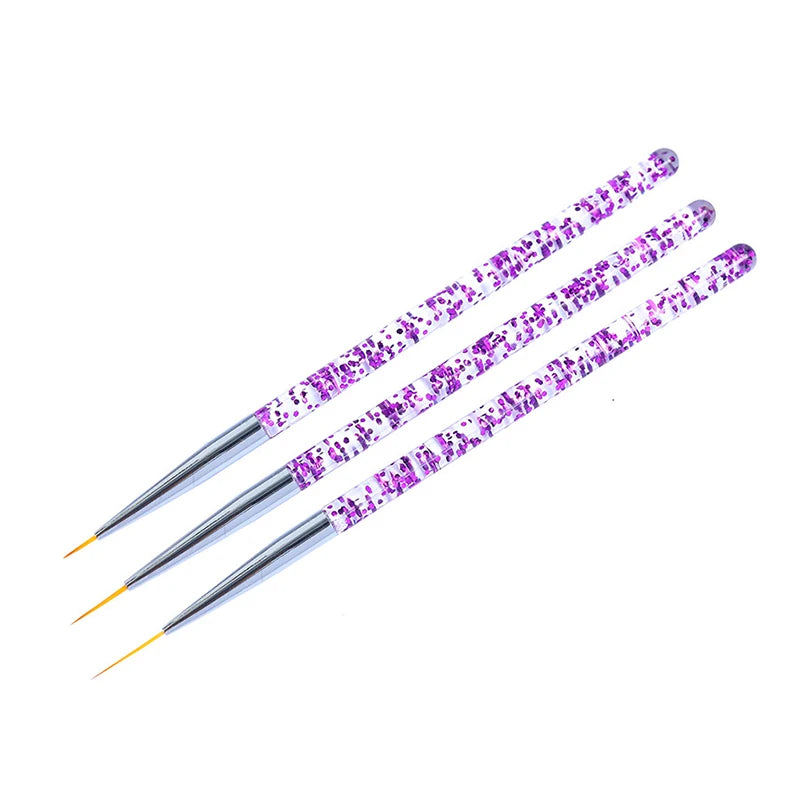 Set de 3 Pinceles Acrílicos para Diseño de Uñas – Nail Art Profesional