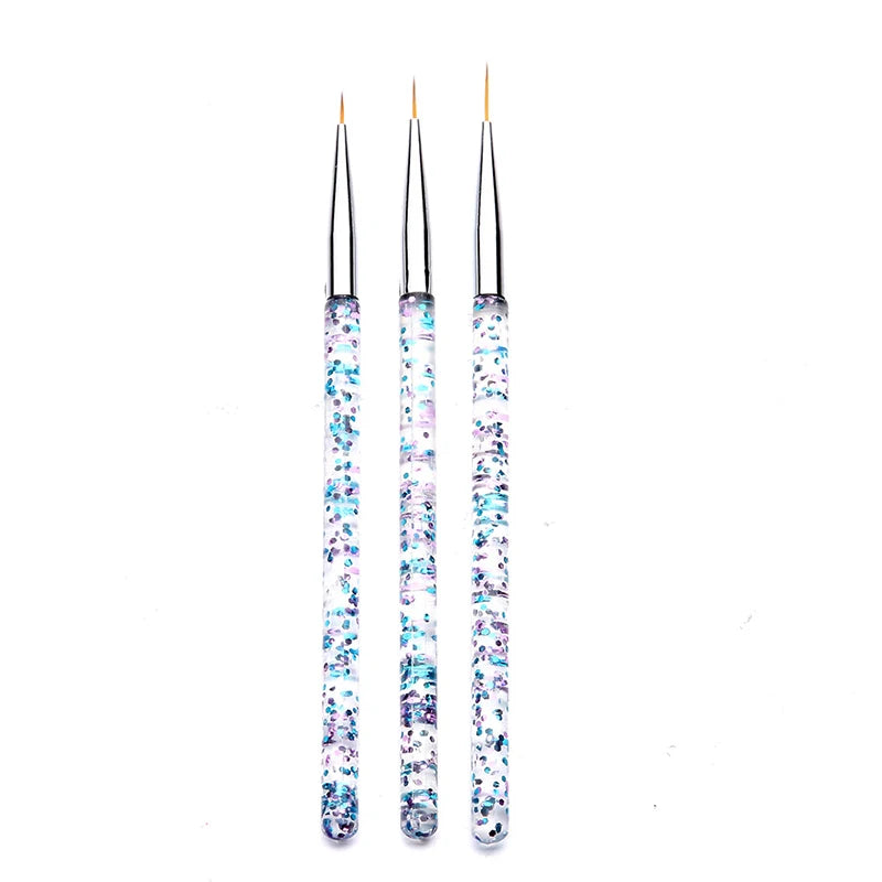 Set de 3 Pinceles Acrílicos para Diseño de Uñas – Nail Art Profesional