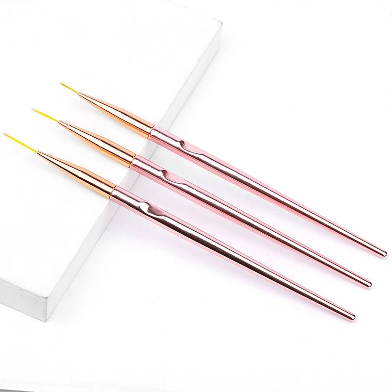 Set de 3 Pinceles Acrílicos para Diseño de Uñas – Nail Art Profesional
