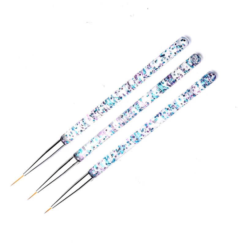 Set de 3 Pinceles Acrílicos para Diseño de Uñas – Nail Art Profesional