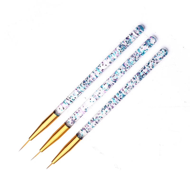 Set de 3 Pinceles Acrílicos para Diseño de Uñas – Nail Art Profesional