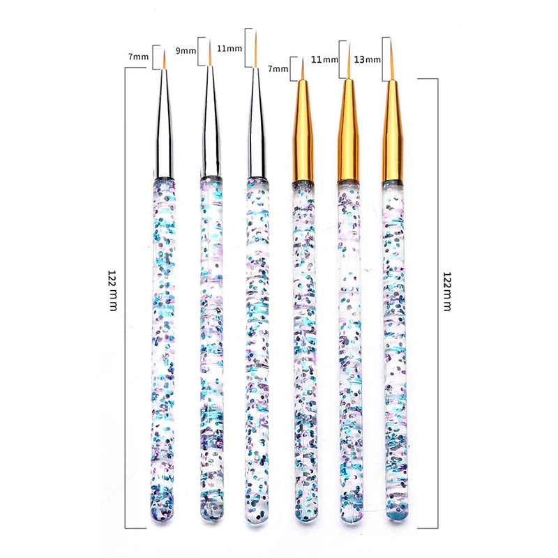 Set de 3 Pinceles Acrílicos para Diseño de Uñas – Nail Art Profesional