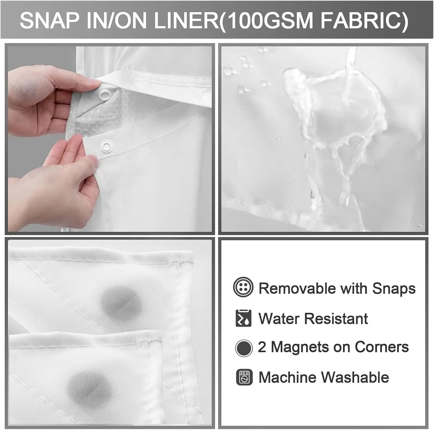 Cortina de Baño Doble Capa Waffle Impermeable – Sin Ganchos, 183x190cm