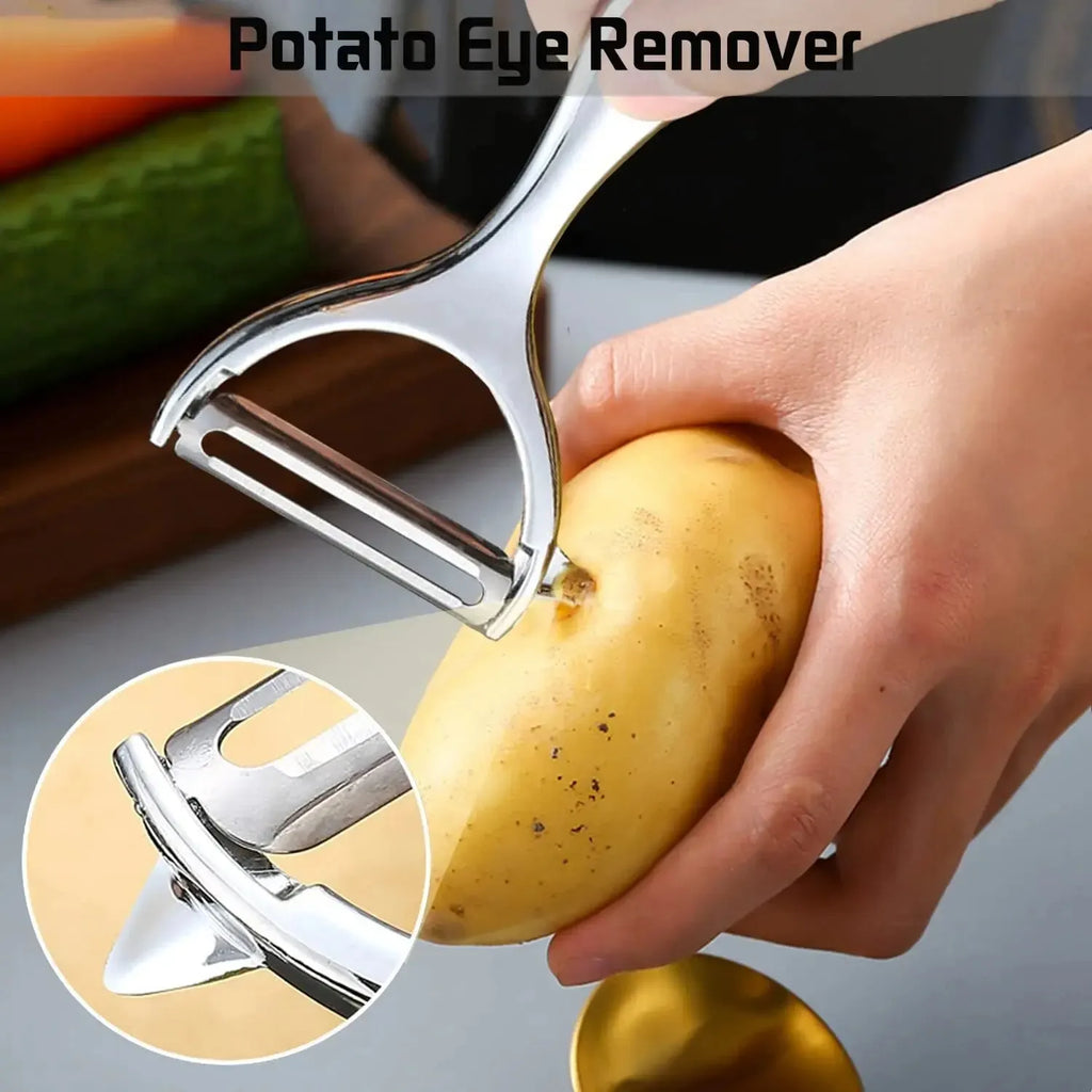 Pelador de Verduras de Acero Inoxidable — Multifuncional para Papa, Zanahoria y Frutas