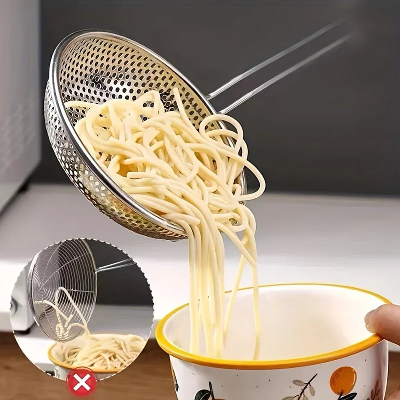 Colador Espumadera de Acero Inoxidable con Mango de Madera 🍝✨