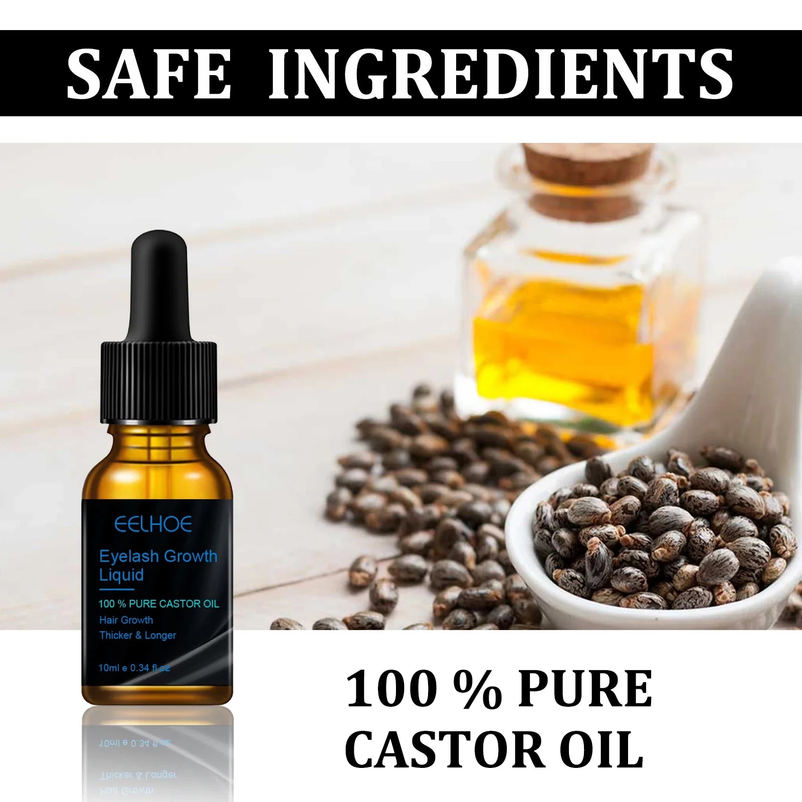 Sérum de Crecimiento para Pestañas y Cejas con Aceite de Ricino 100% Puro