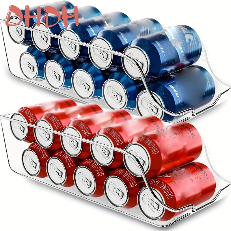 Organizador de Latas para Refrigerador — Cesta Apilable para Bebidas y Despensa
