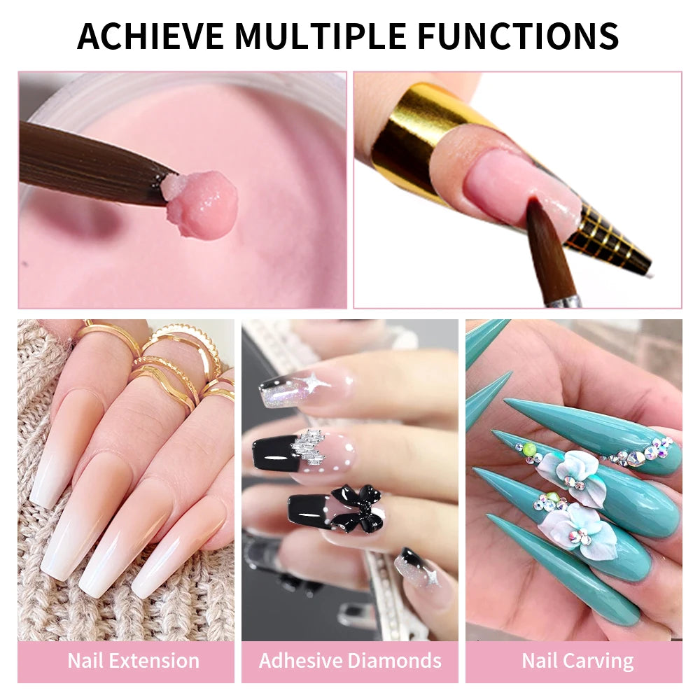 Polvo Acrílico 3 Colores – Kit para Extensión de Uñas