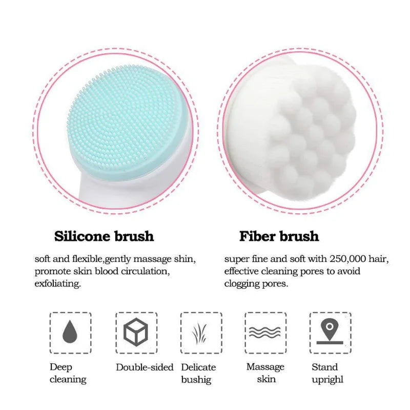 Cepillo Facial 3D de Silicona – Limpieza Profunda y Exfoliación Suave