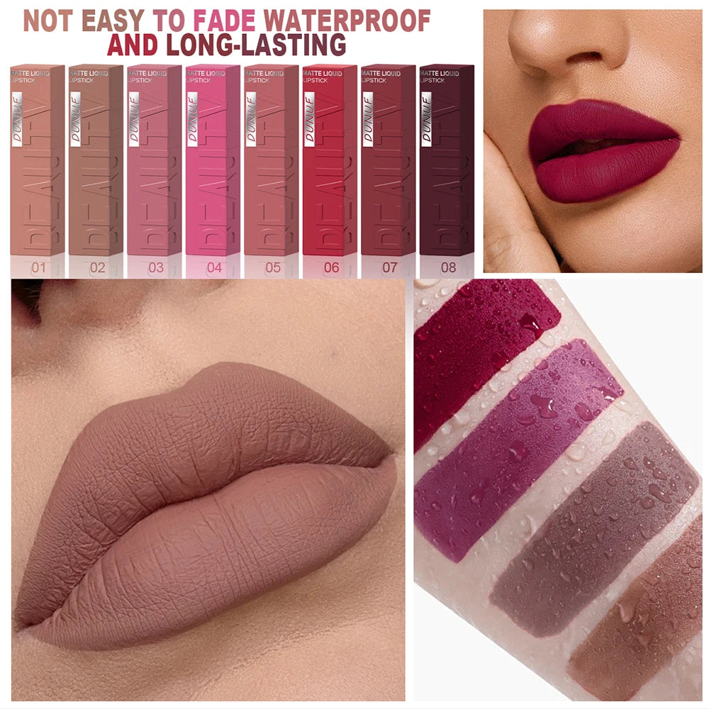 Labial Líquido Mate DUNUF 8 Colores.