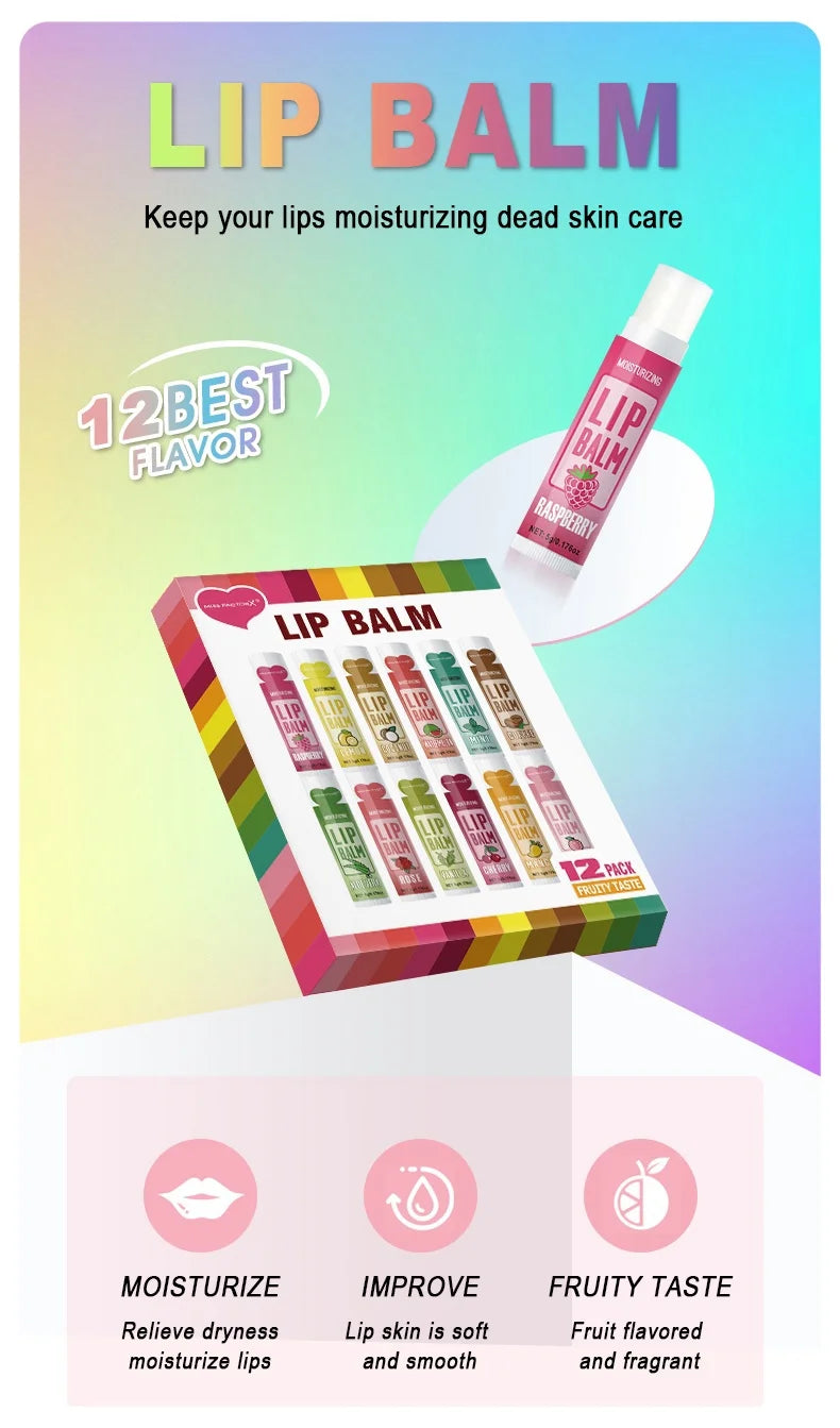 Set 12 pzs Bálsamos Labiales Frutales.