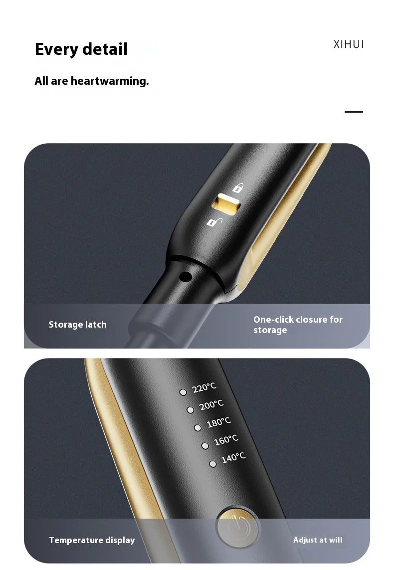 Plancha y Rizador 2 en 1 Mini – Cerámica de Calentamiento Rápido 140-220°C, Portátil para Cabello Corto