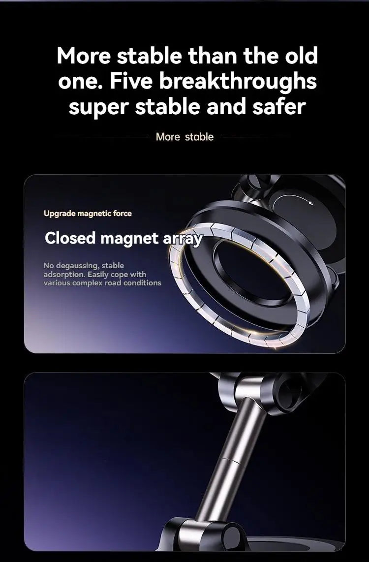 Car Mount Vacuum Magnetic Holder Foldable Strong Suction Stand For Cell Phone For phone with Magnetic sheet and Live Streaming