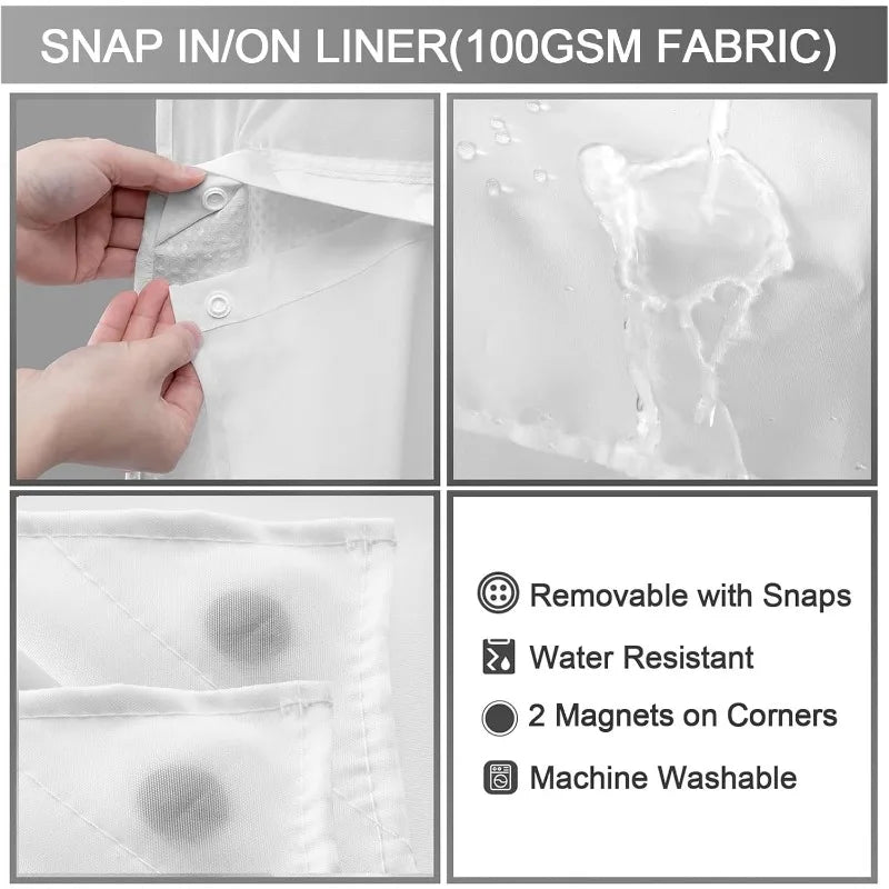 Cortina de Baño Doble Capa Waffle Impermeable – Sin Ganchos, 183x190cm