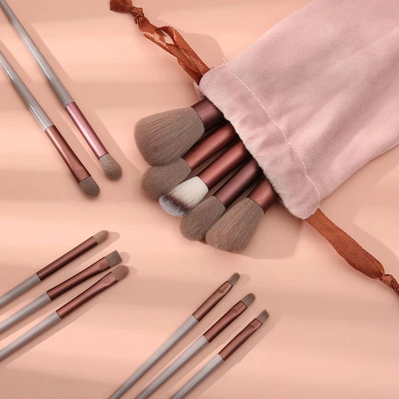 Set de 13 Brochas de Maquillaje Profesionales – Rostro, Ojos y Labios, Suaves y Antiderrame