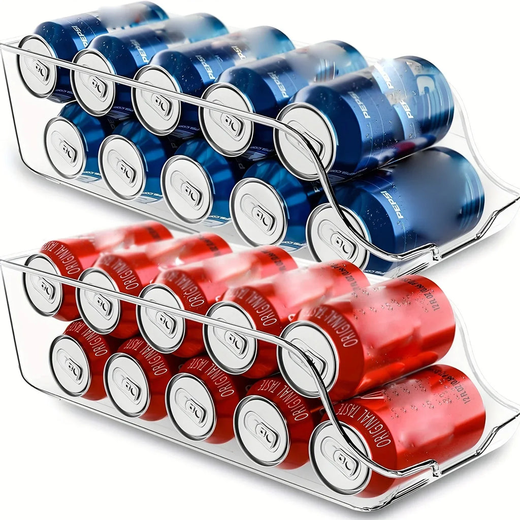 Organizador de Latas para Refrigerador — Cesta Apilable para Bebidas y Despensa