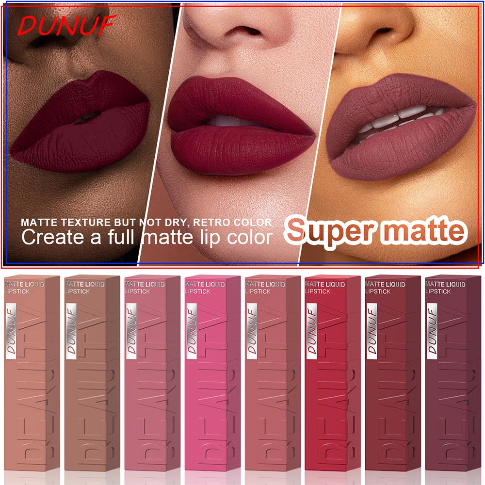 Labial Líquido Mate DUNUF 8 Colores.