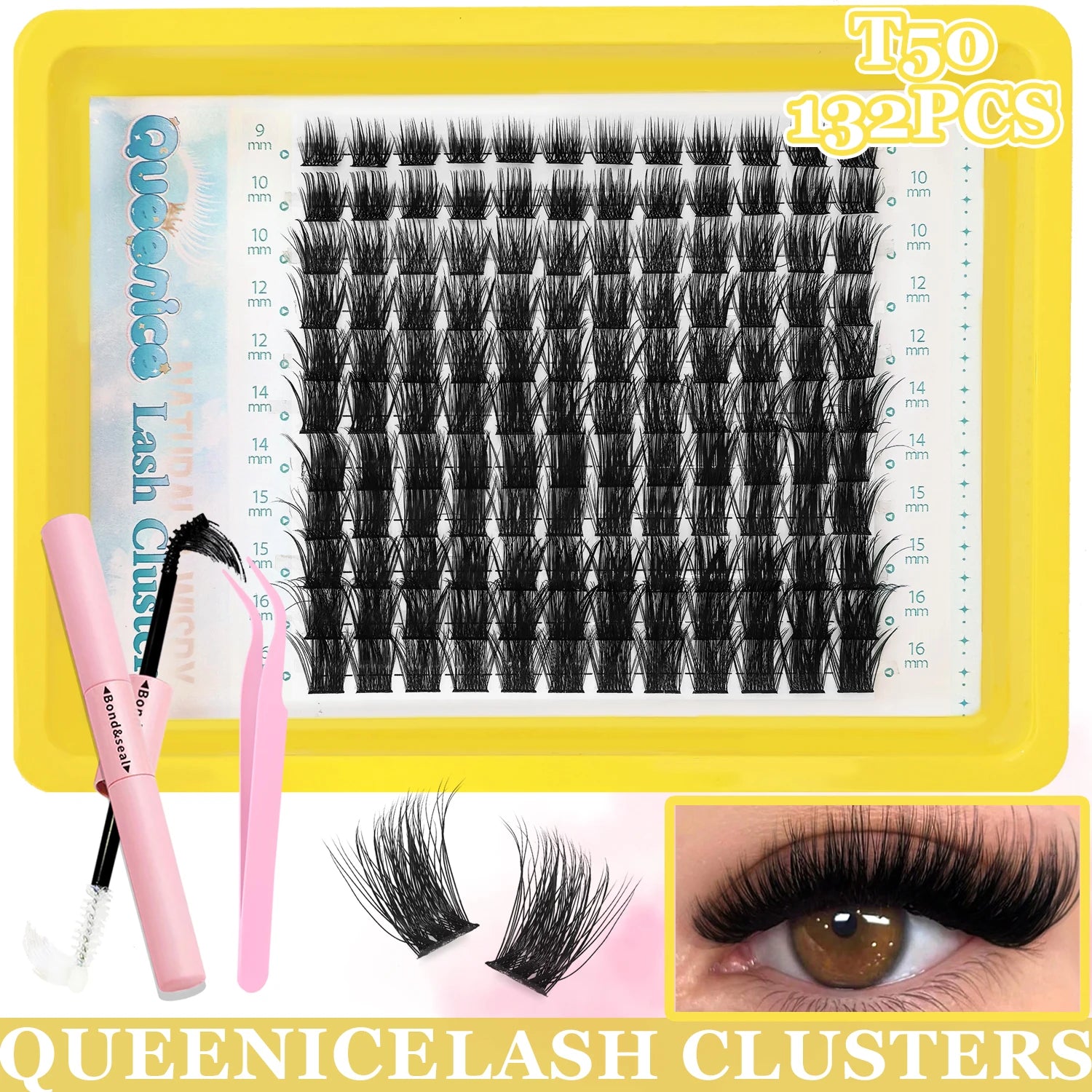 Kit de Pestañas DIY Profesional – Extensión de Pestañas Individuales en Racimo, Mirada Intensa y Natural al Instante, Fácil de Aplicar Tú Misma en Casa Sin Salón, Incluye Pegamento de Larga Duración, Sellador, Pinzas de Precisión y Removedor