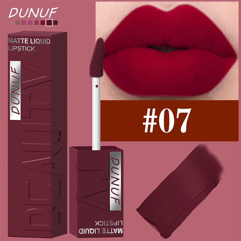Labial Líquido Mate DUNUF 8 Colores.