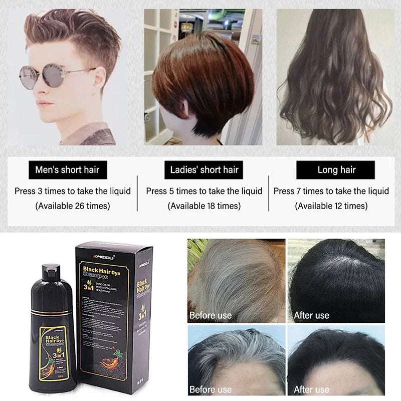 "Shampoo Tinte Instantáneo 3en1 Cubre Canas"