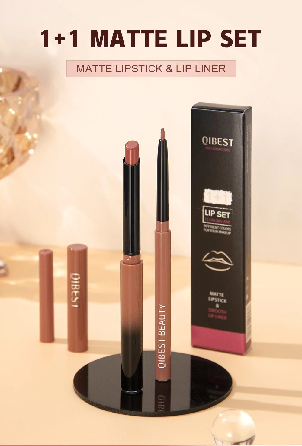 Set Lipliner + Labial Mate Nude QIBEST.
