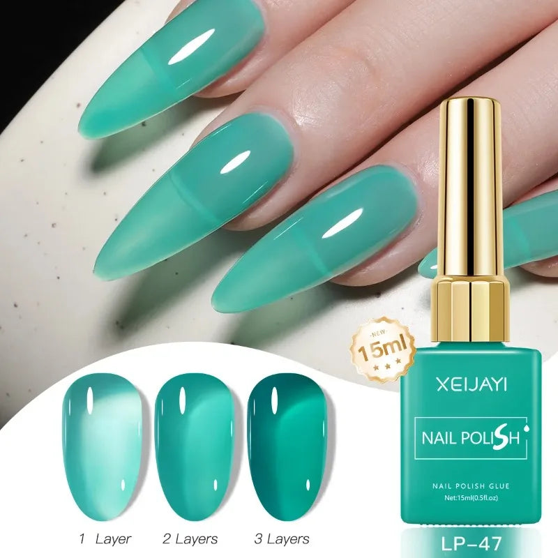 Esmalte Gel Semipermanente Multicolor – Efecto Hielo/Transparente.