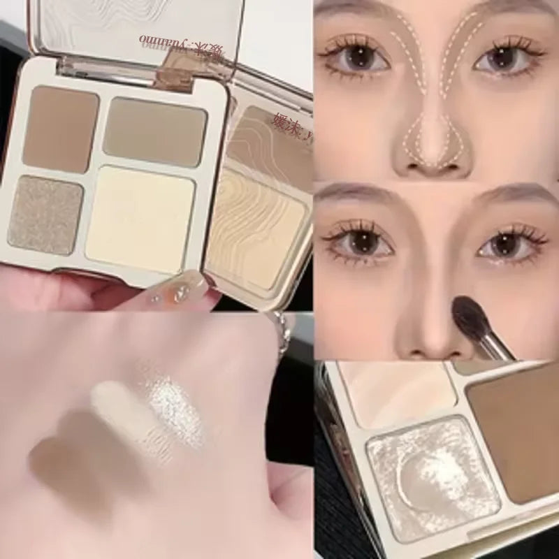 Paleta de Contorno Facial 3D en 4 Tonos – Iluminación y Definición Duradera