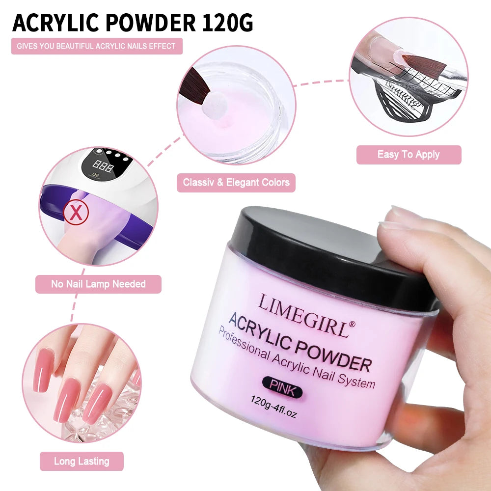 Polvo Acrílico 3 Colores – Kit para Extensión de Uñas