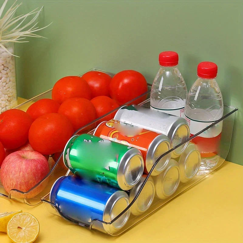 Organizador de Latas para Refrigerador — Cesta Apilable para Bebidas y Despensa