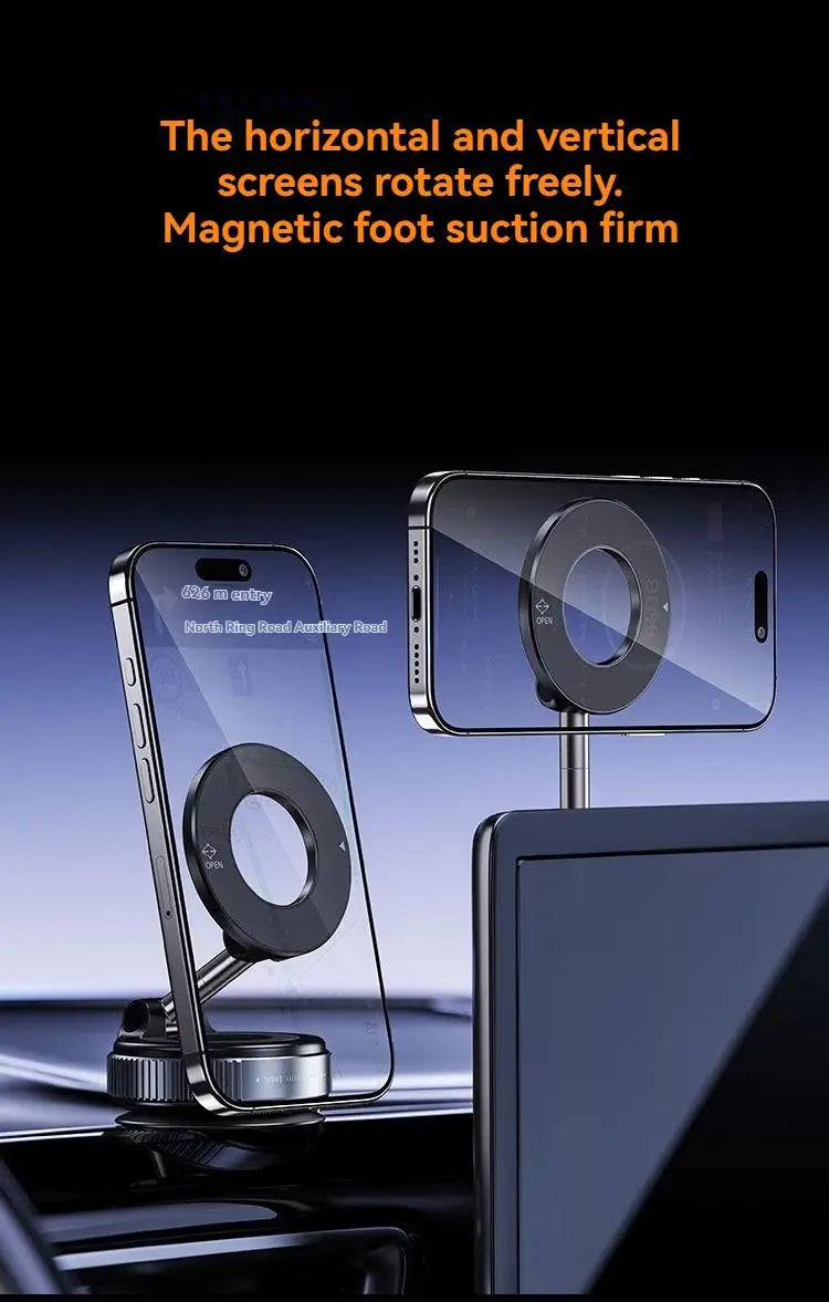 Car Mount Vacuum Magnetic Holder Foldable Strong Suction Stand For Cell Phone For phone with Magnetic sheet and Live Streaming