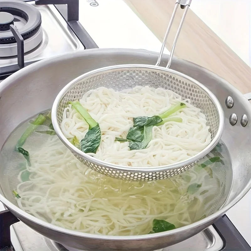 Colador Espumadera de Acero Inoxidable con Mango de Madera 🍝✨