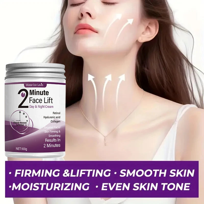 Crema Facial Efecto Lifting 2 Minutos con Retinol, Ácido Hialurónico y Colágeno – Día y Noche