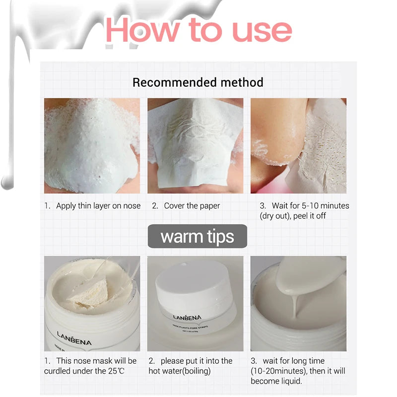 Nose Pore Strips LANBENA – Tiras Removedoras de Puntos Negros y Espinillas