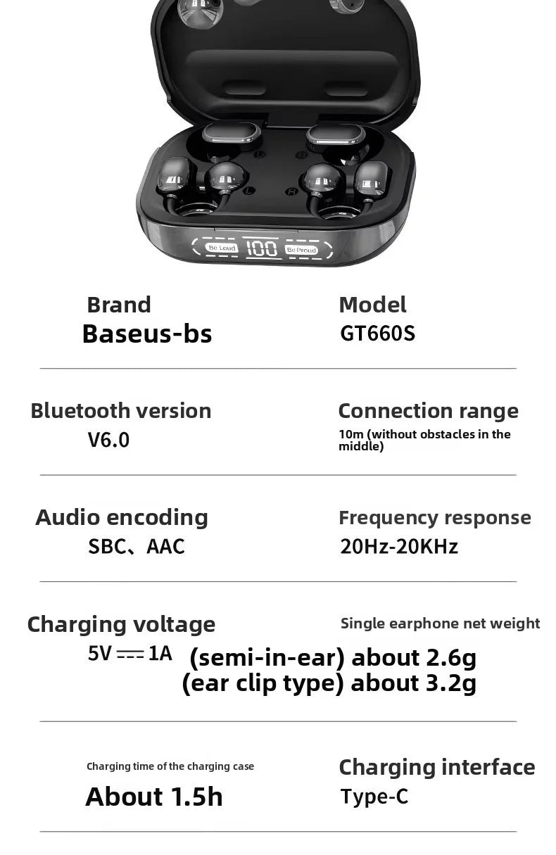 Audífonos Bluetooth con Estuche de Carga — Larga Duración