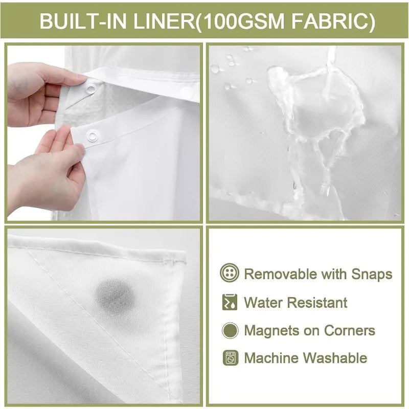 Cortina de Baño Doble Capa Waffle Impermeable – Sin Ganchos, 183x190cm