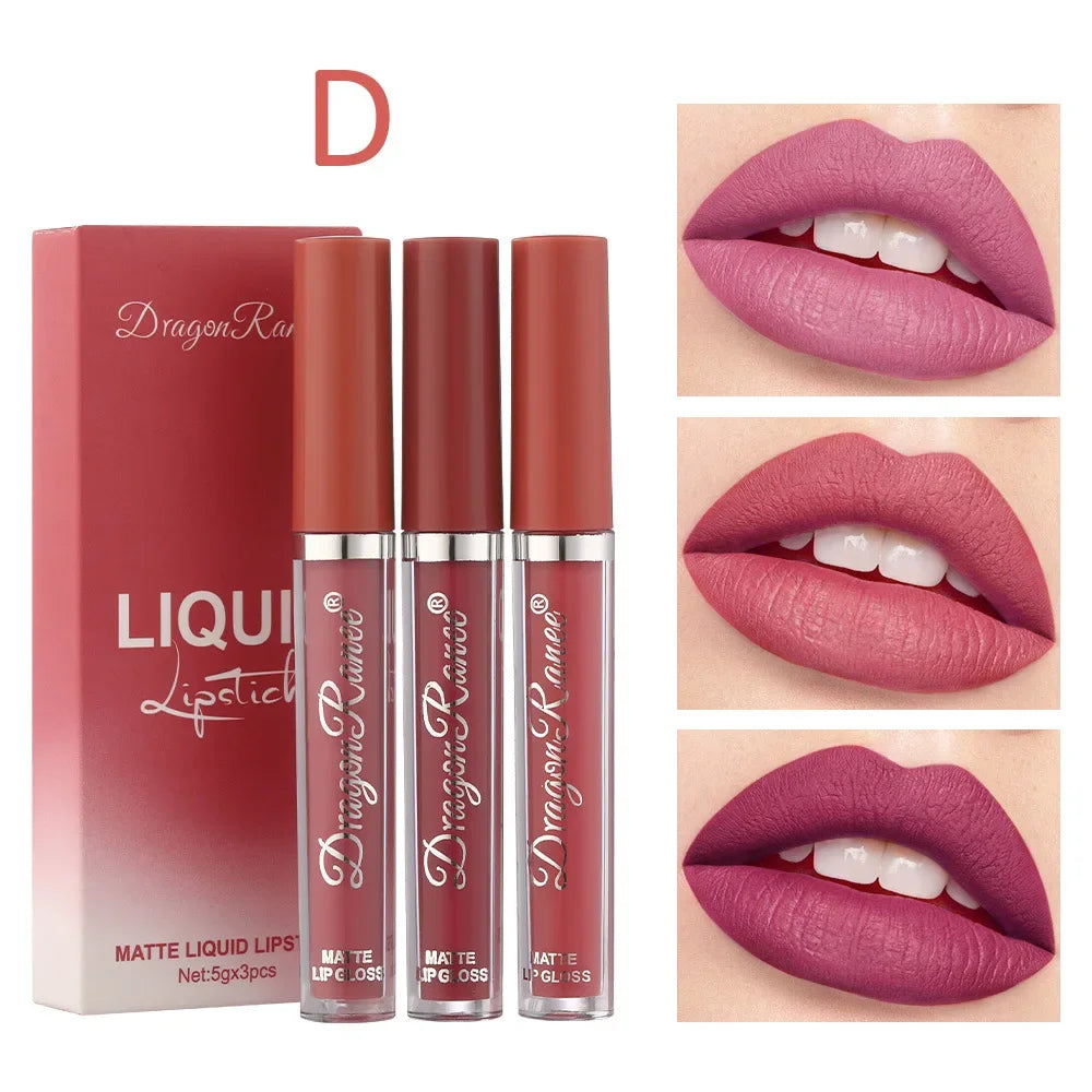 💄 Velvet Kiss – Set de 3 Labiales Líquidos Mate ✨