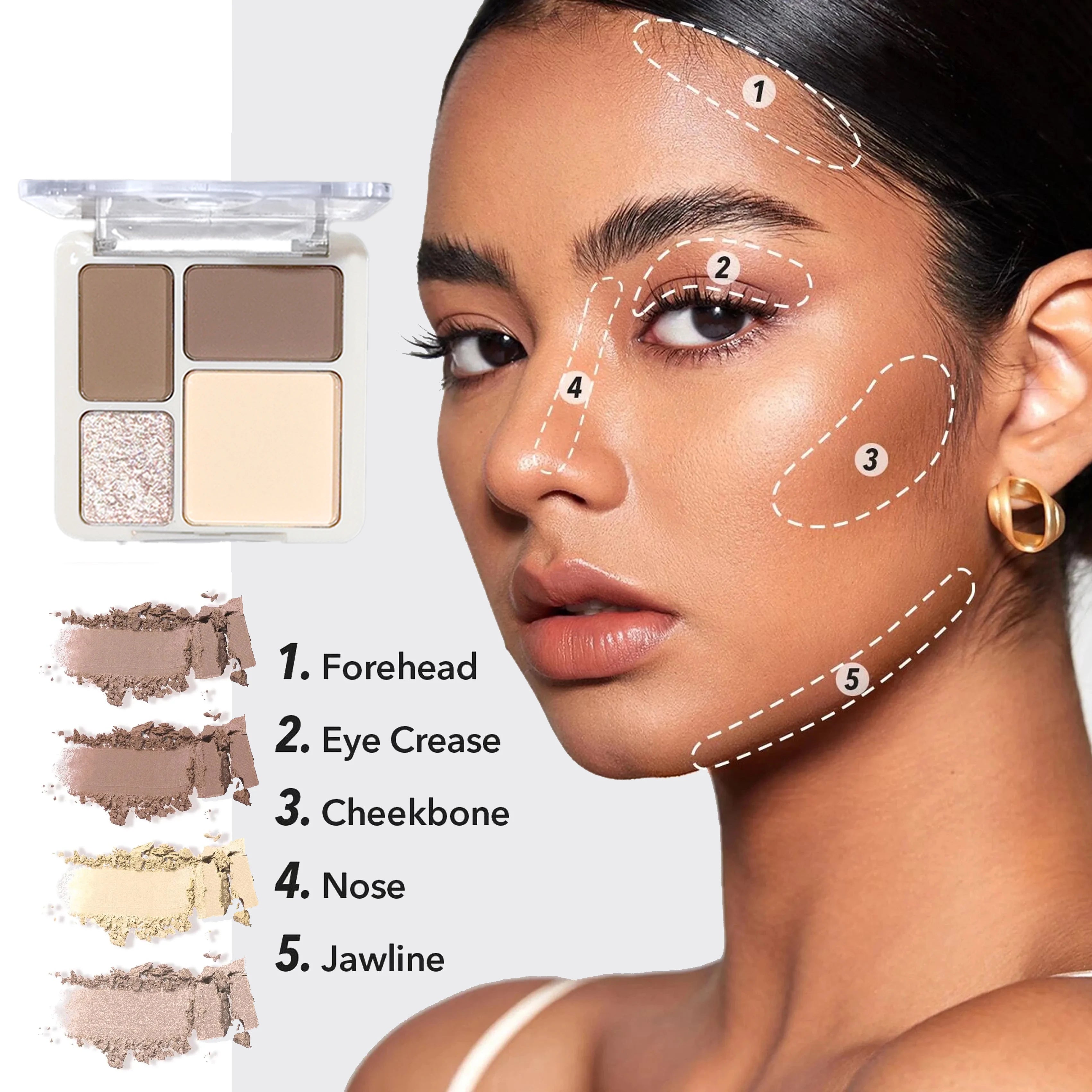 Paleta de Contorno Facial 3D en 4 Tonos – Iluminación y Definición Duradera