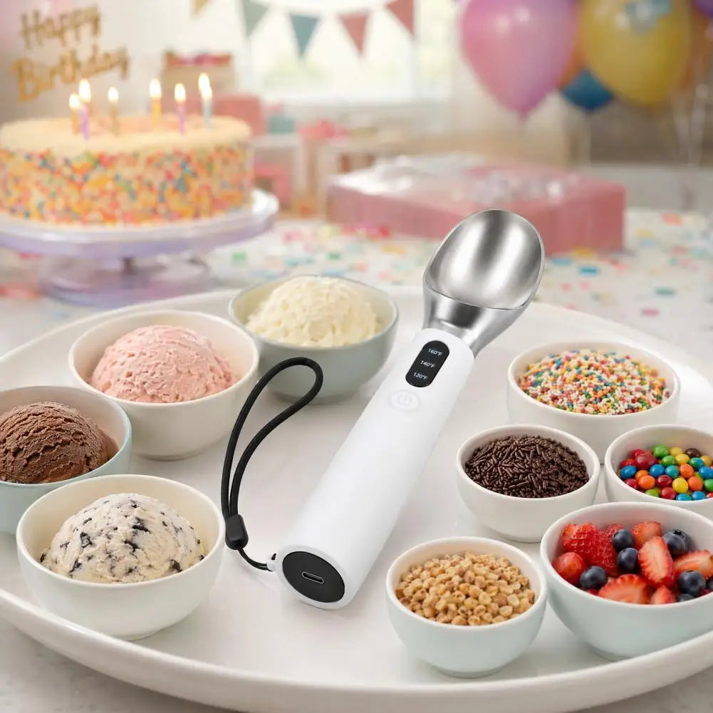 Cuchara de Helado Eléctrica Recargable con Pantalla LED