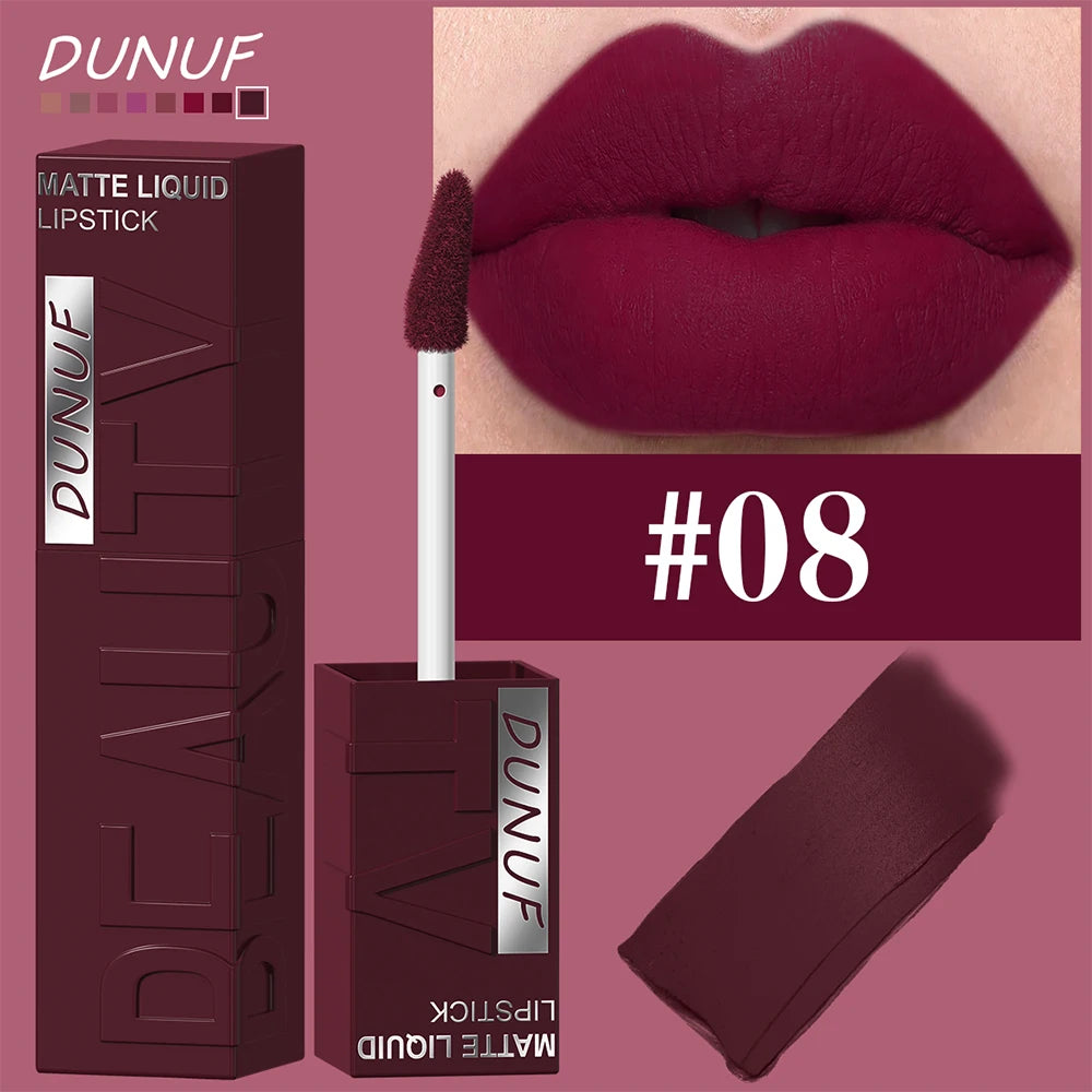 Labial Líquido Mate DUNUF 8 Colores.