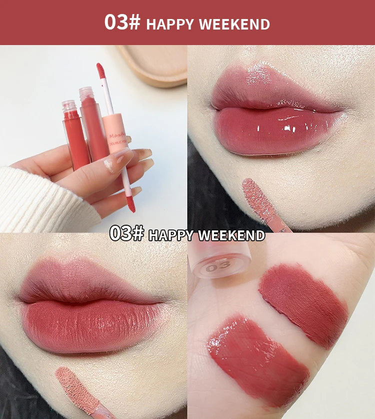Labial Líquido Doble Efecto Glaze – Brillo Espejo y Mate Aterciopelado