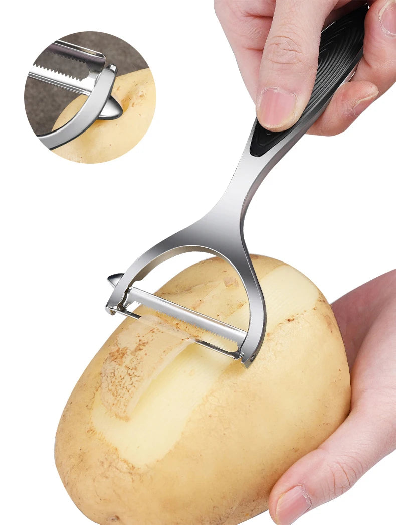 Pelador de Verduras de Acero Inoxidable — Multifuncional para Papa, Zanahoria y Frutas