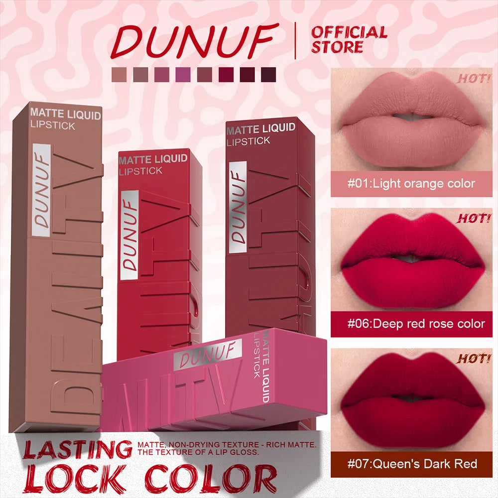 Labial Líquido Mate DUNUF 8 Colores.