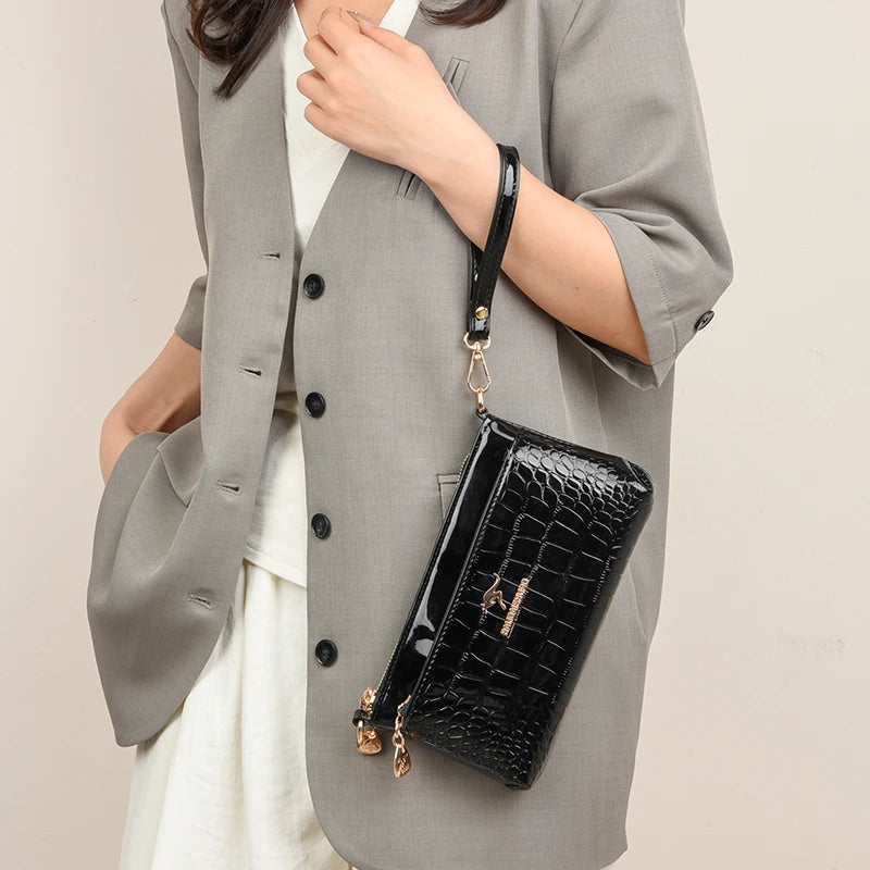 Bolso Crossbody Piel Croco Elegante