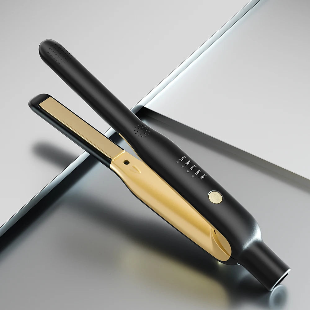 Plancha y Rizador 2 en 1 Mini – Cerámica de Calentamiento Rápido 140-220°C, Portátil para Cabello Corto