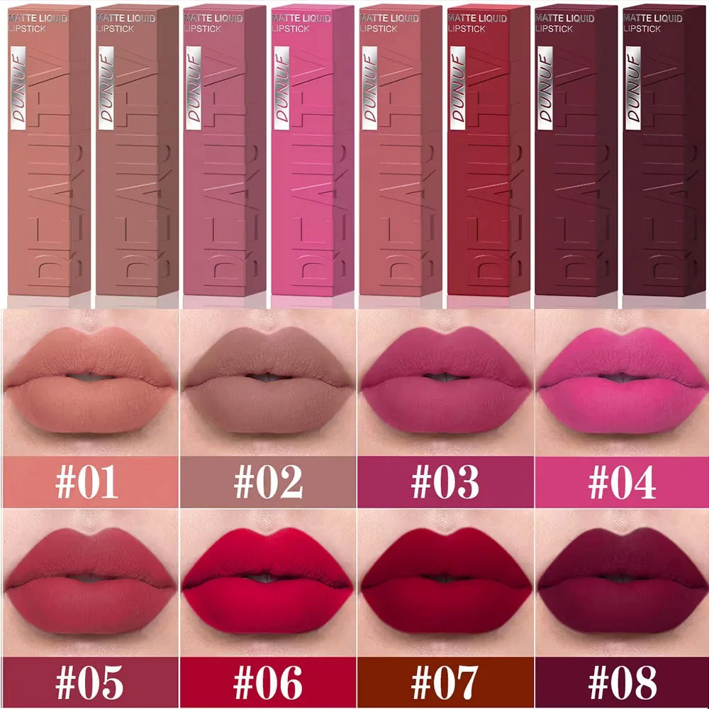 Labial Líquido Mate DUNUF 8 Colores.