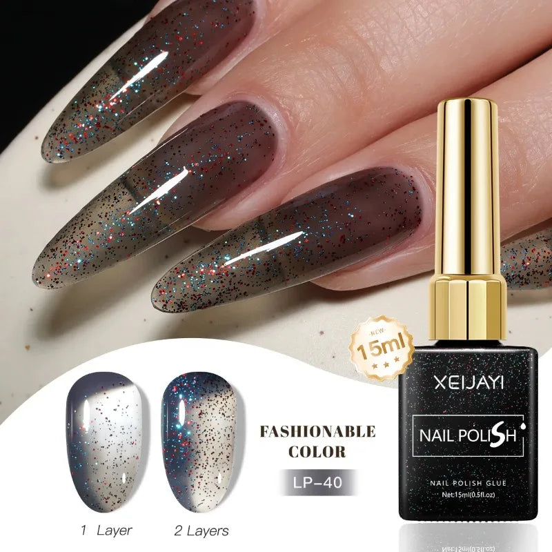 Esmalte Gel Semipermanente Multicolor – Efecto Hielo/Transparente.